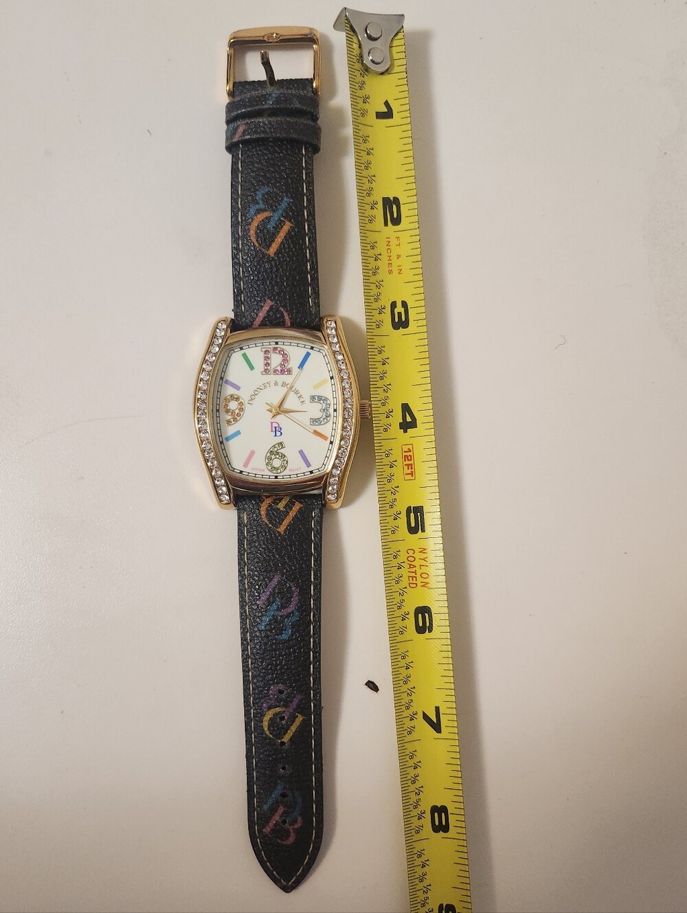 NIB Dooney & Bourke Multicolor DB Monogram Rhinestone Watch & Box MVICR-BL - Picture 12 of 12